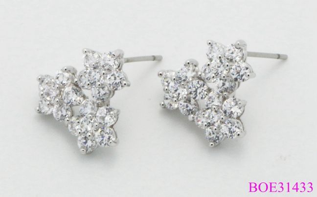 2014 Full Rhinestone Flower Earring, Elegant Stud Earrings for women