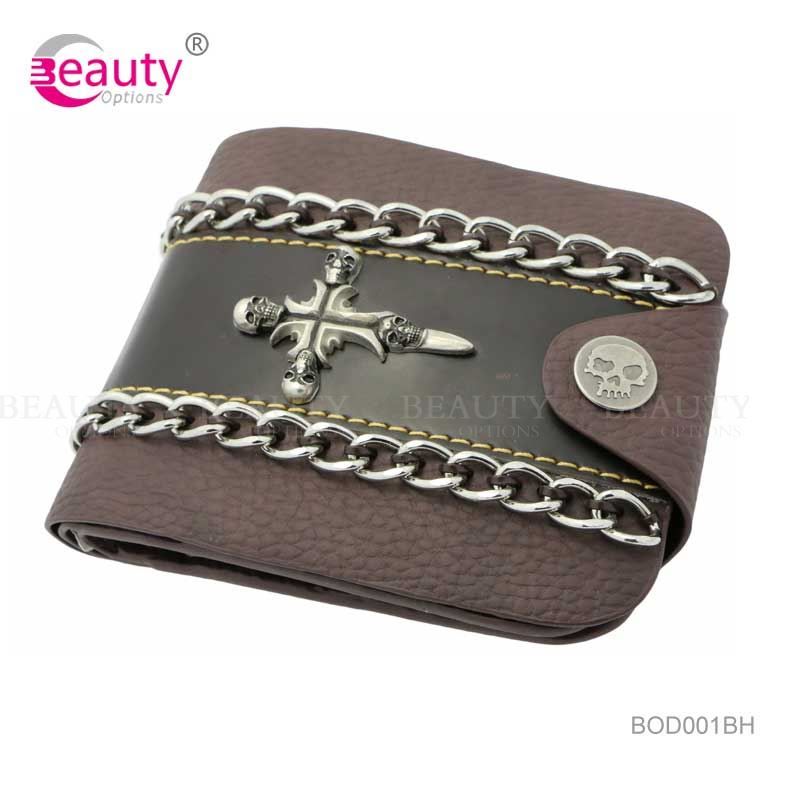 Cross Skull Alloy Metal PU Artificial Leather Wallet