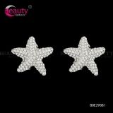 Silver Starfish Star Shape Clip Crystal Earrings Jewelry For Fashion Lady