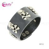 Punk Design Rock Style Metal Skull Leather Bracelet for Men