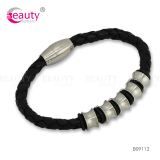 Heavy Metal Black PU Man-made Leather Bracelet Item ID #BO9112