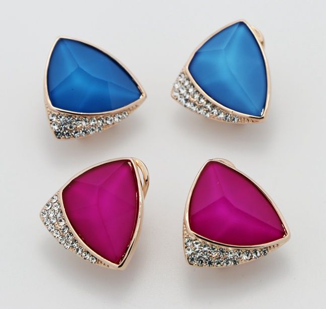 Botique Fashion Shiny Sapphire Geometric Clip on Earrings