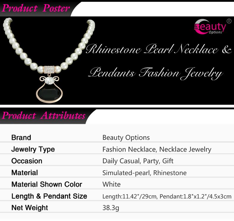 Rhinestone pearl necklace & fashion crystal pendant jewelry