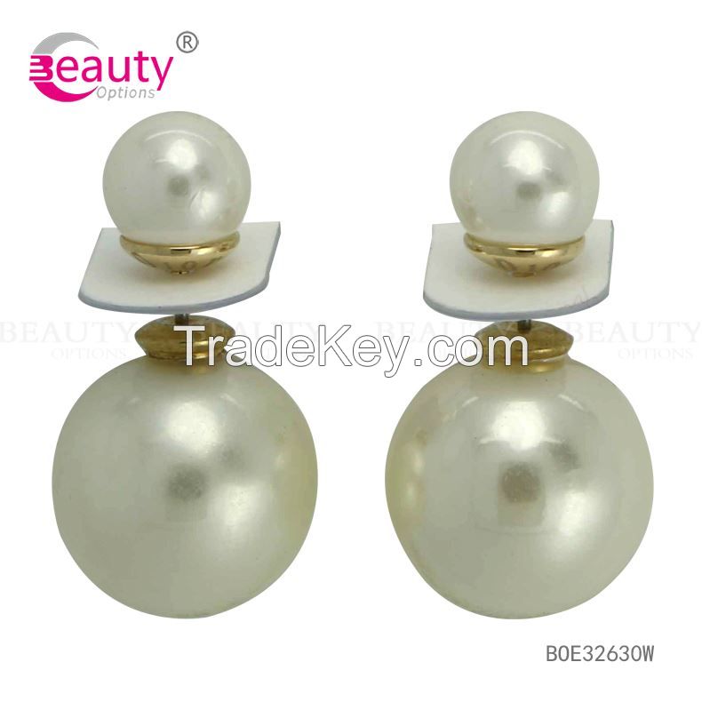 Colorful Wholesale Earrings Double Side Fashion Plastic Pearl Stud Earrings