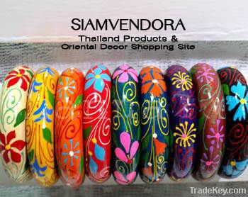 Dazzling Handpainted Wooden Bangle By Siam Vendora Int'l Trading,