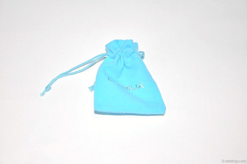 cute blue  velvet jewelry pouches with strong drawstring