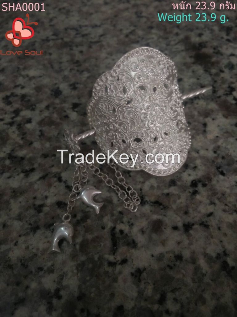 Sukhothai Silver 99.9%, Handmade Hair Jewelry SHA0001