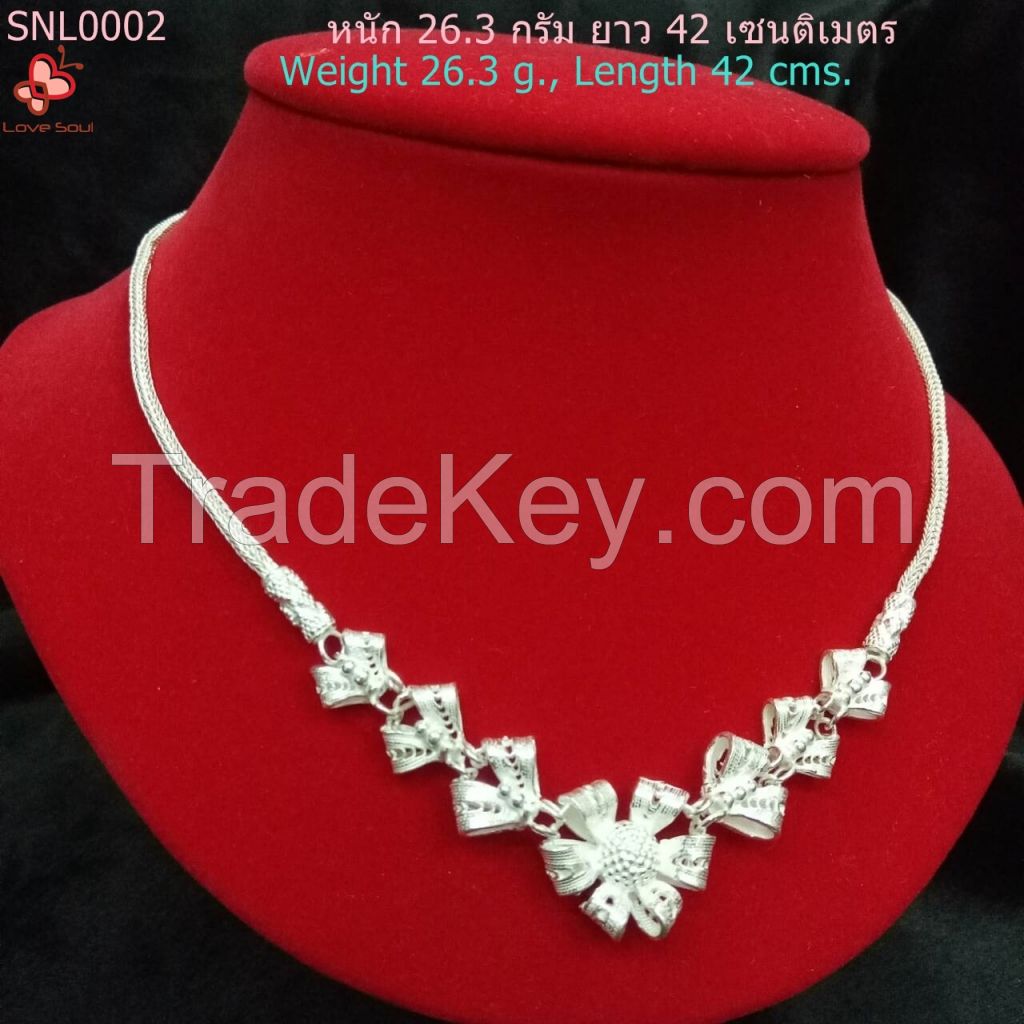 Sukhothai Silver 99.9%, Handmade Flower Necklace SNL0002