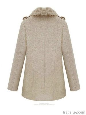 Wholesale Slim Fit Simple Rabbit Fur Collar Coat