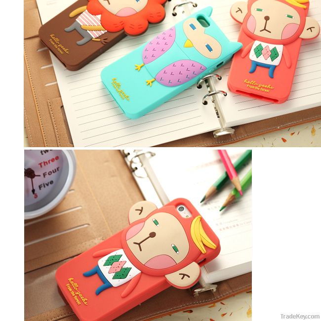 hot selling silicone phone case , fashionable 3D design cartoon phone c