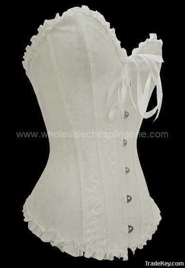 Plus White Overbust Pattern Corset