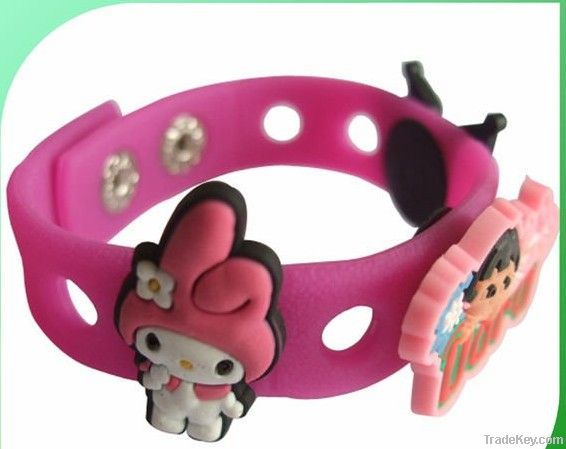 cute silicone wristband with charms