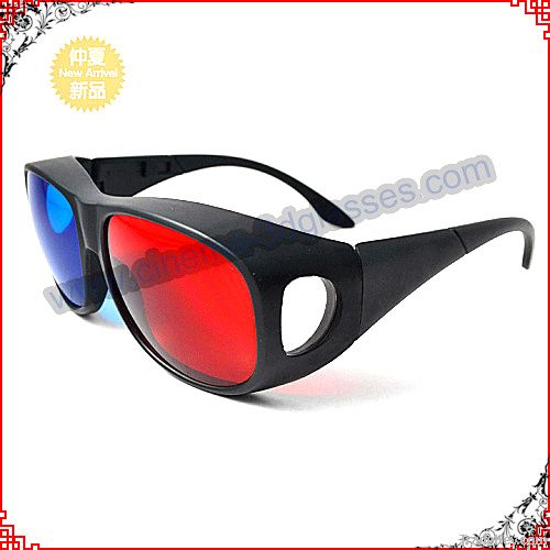 Big size plastic high grade anaglyph 3d glasses red blue