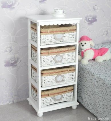 shelf with willow drawers