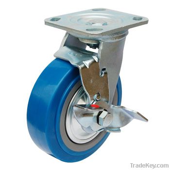 Heavy duty swivel/side brake PU caster