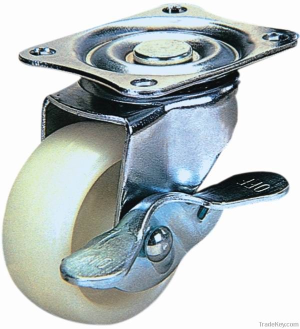 Light duty swivel/ side brake nylon caster