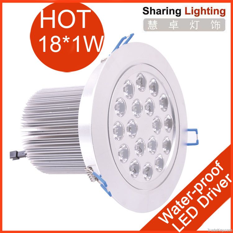18W high power led down light, led recessed downlights, ceiling lighting