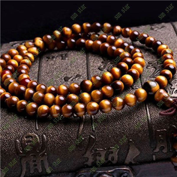 8mm round bead tigereye stone necklace for buddha bead necklace and fa