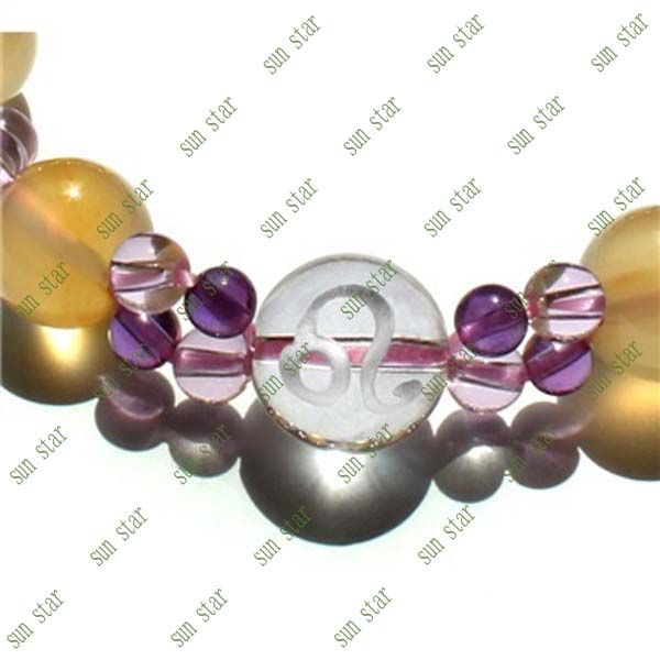 12mm, 6mm, 4mm round bead calcedony, crystal, amethyst bracelet