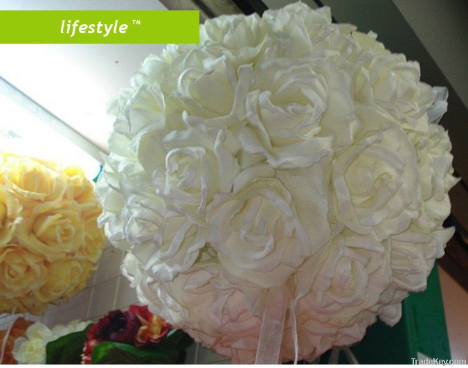 Artificial silk kissing roses flower ball