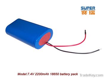 7.4V 2600mAh 18650 Li-ion rechargeable battery pack