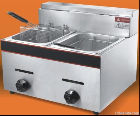 2-tank gas deep fryer