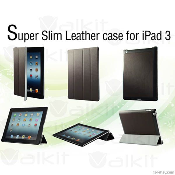 Super slim leather case for ipad2/3