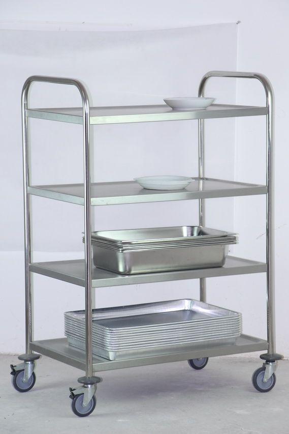 Detachable Four-layer Stainless Steel Dining Trolley(Round Tube) SF-A1026
