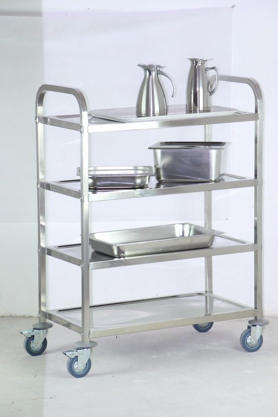 Detachable 4-Tiers Stainless Steel Dining Square Tube Trolley  SF-A1007