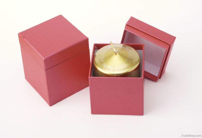 Red two piece cardboard candle box