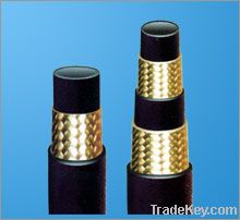 High pressure, steel wire reinforced rubber covered hydraulic hose