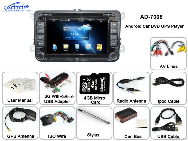 Car Android DVD Player with 3G, WIFI