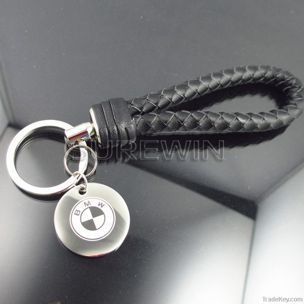 SW-IMG-0102 Weave Leather Keychain with Car Logo