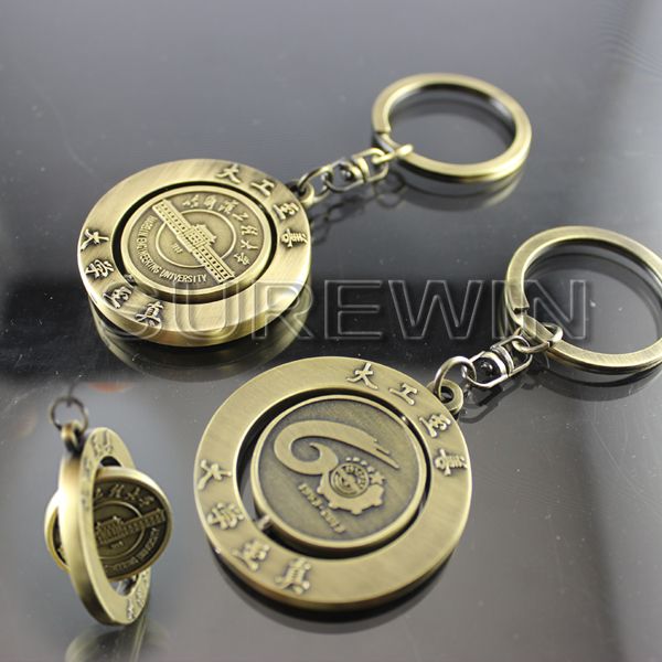 custom eco-friendly rotatable engraving metal key chains