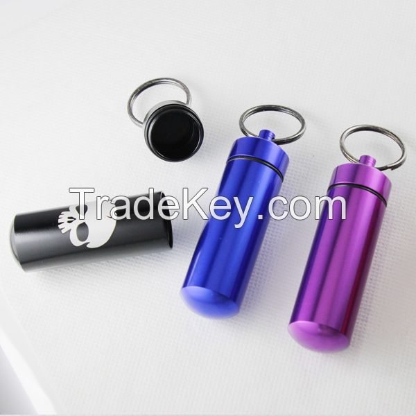 Hot Waterproof Aluminum Drug Case Pill Box Keychain