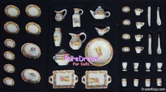 1/12 Dollhouse Miniature Dining Ware Porcelain Tea Set Dish Cup Plate