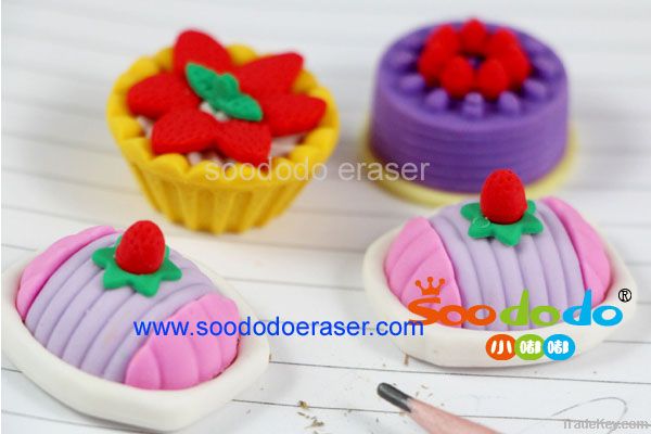delicius cake wholesaler dry high quality pvc and rubble eraser