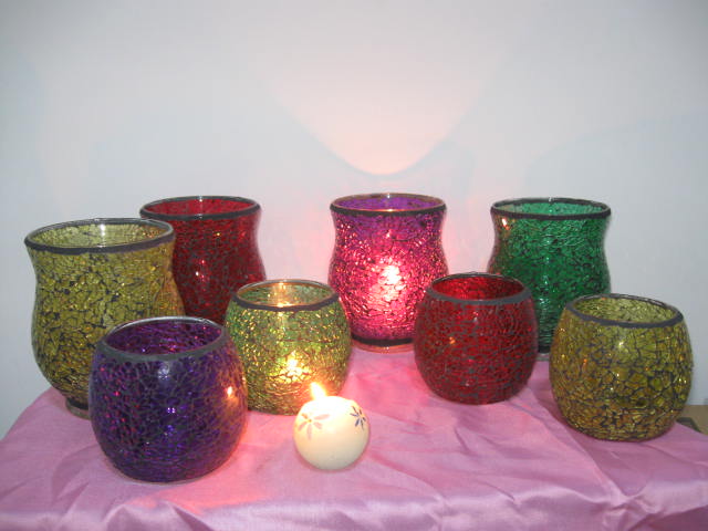 candle holders with mosaic