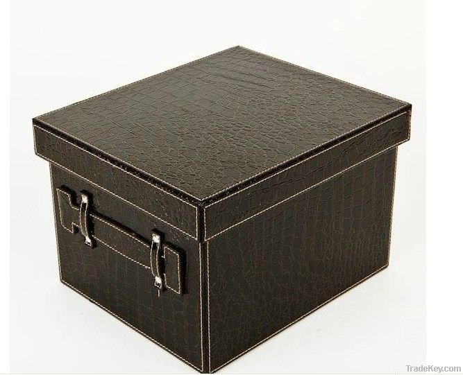 Leather folding storage box