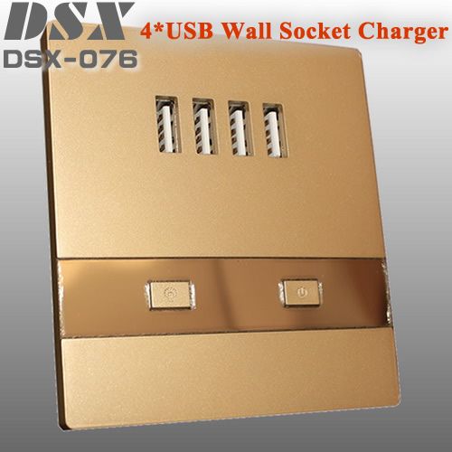 High quality 4*USB wall socket with 4 USB ports output 5V3A with 2 LED indicator 2 switches suit for school restaurant hotel etc