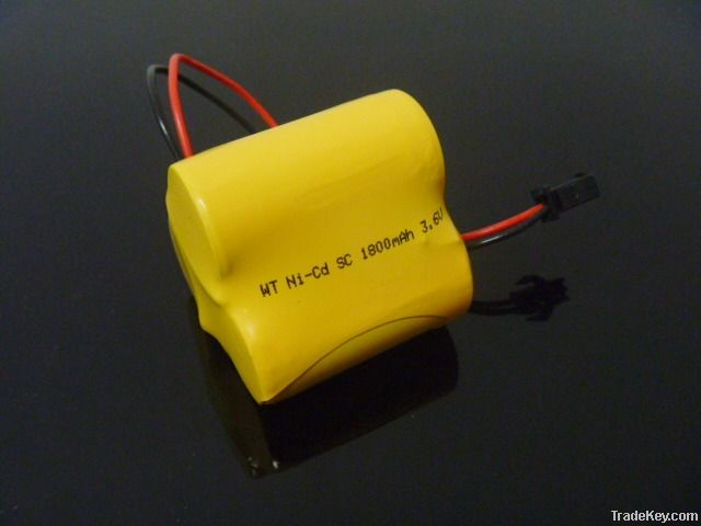3.6V SC1800mAh rechargeable Ni-Cd battery pack