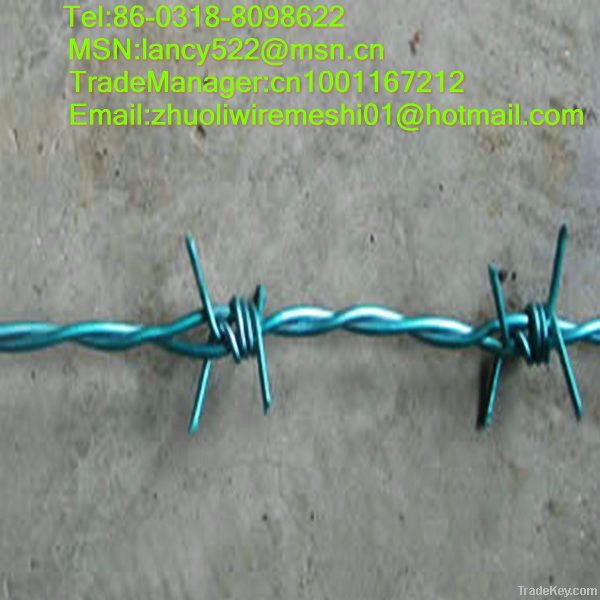 high tensile green color barbed wire fence