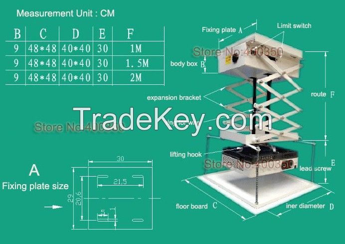 1 meter motorized electric lift scissors projector ceiling mount projector lift with remote