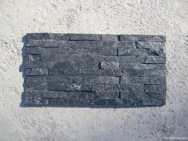 Black quartz culture stone for wall cladding