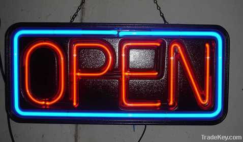 OPEN NEON SIGN WITH PLASTIC BACK