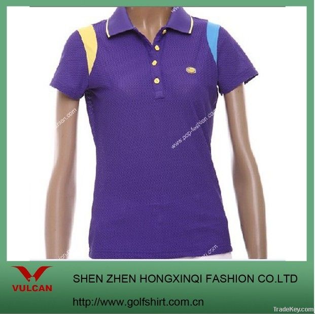 100% polyester ladies' short sleeve sports shirt