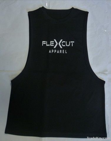 100% Cotton Black Men's Athletic Fit Sleeveless T shirt