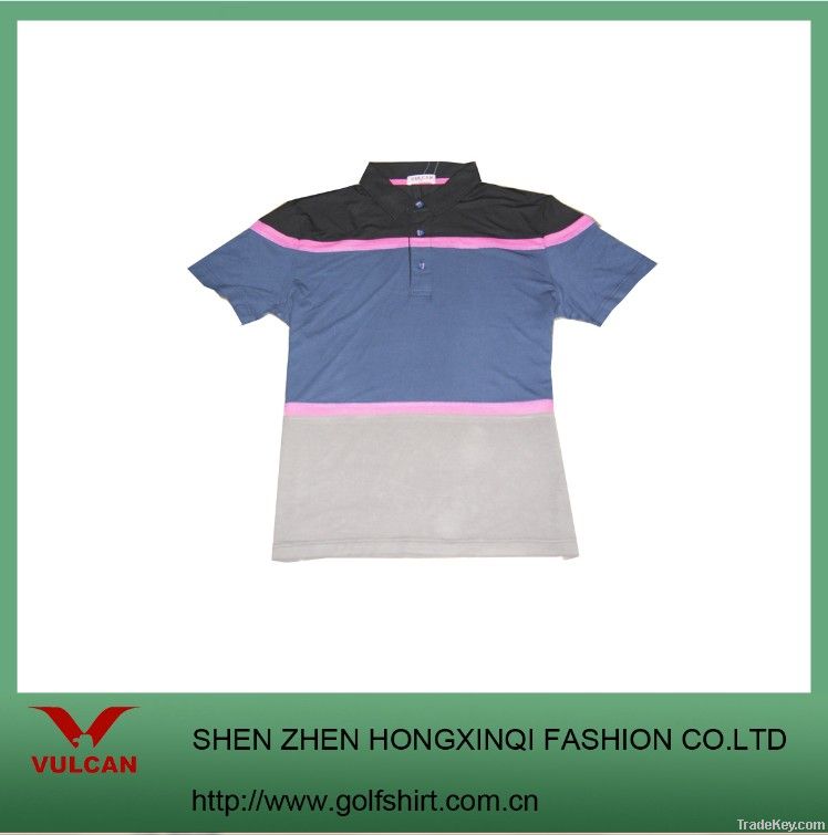 Cotton Pique Stripe Men Golf Top