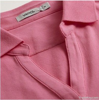 Slim Fit Lady Pink T-shirts with ribbed collar