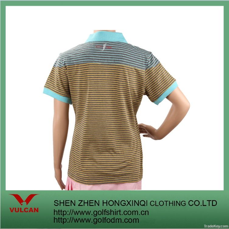Cotton Spandex Stripe Women Golf Shirts